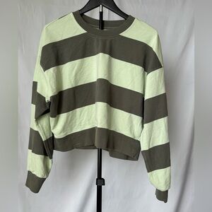 lululemon athletica Green and Brown Striped Sweatshirt